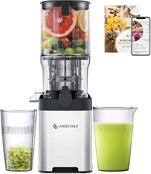 AMZCHEF Cold Press Juicer, 135mm Extra Large Feed Chute