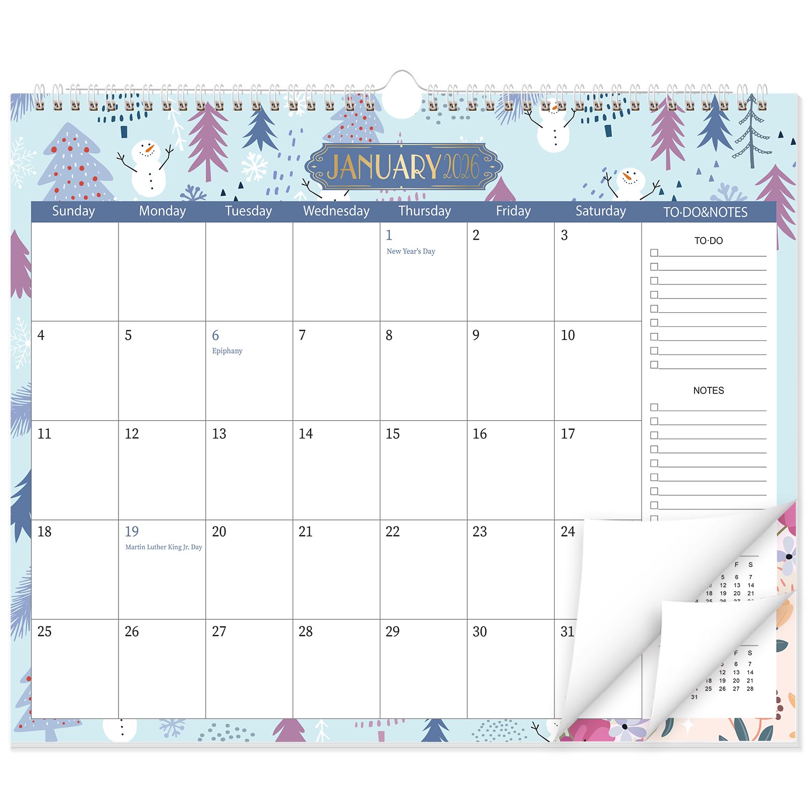 GuassLee Wall Calendar 2026-2027 from Jan. 2026 to Jun. 2027, 18-Month Paper Wall Planner with To-Do List and Notes for Office School Home Teacher