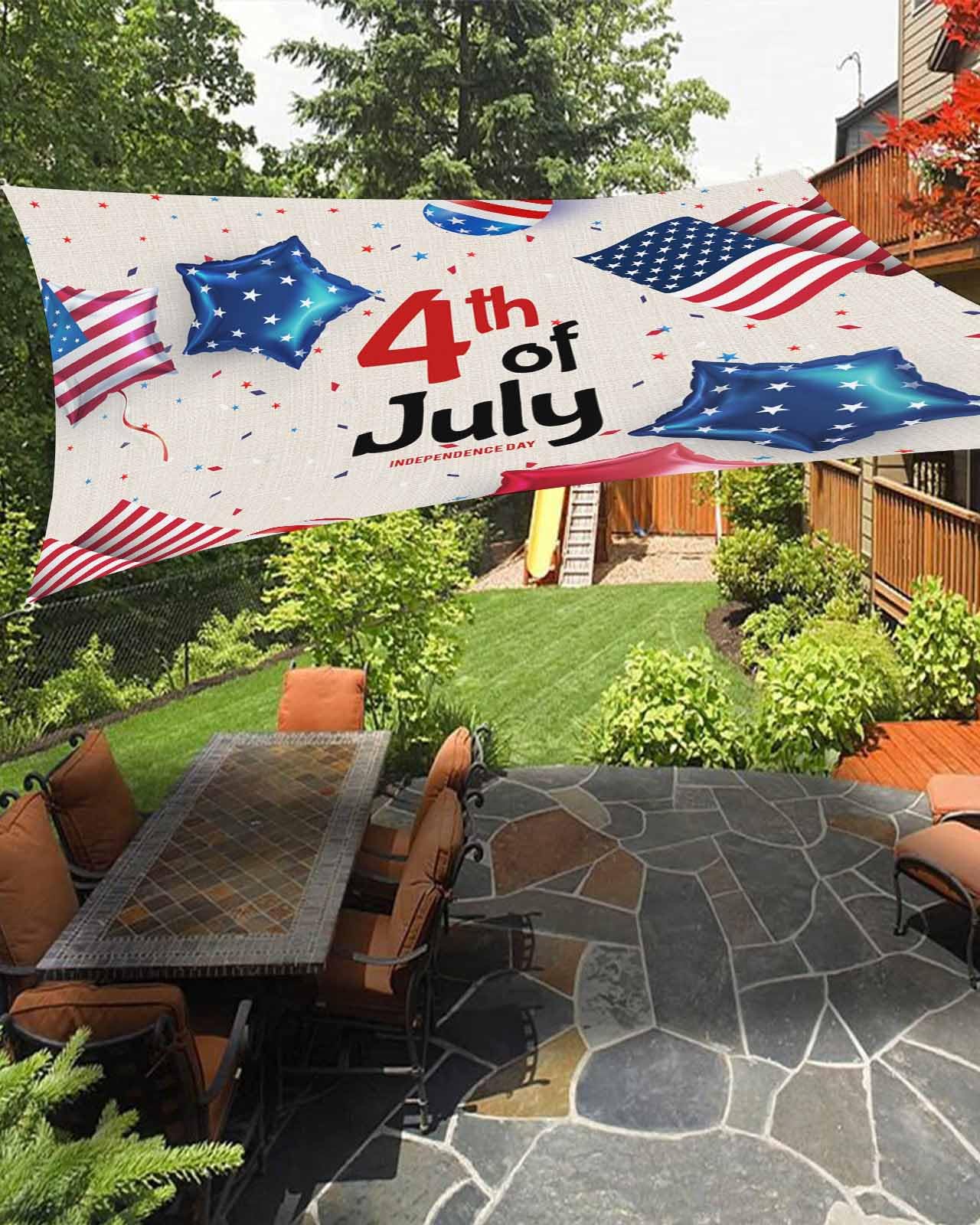 Boanket Sun Shade Sail 14' x 18', 4th of July Large Heavy Duty Outdoor Shades Sun Screen, American Flag Star Vintage Rustic Shade Cloth for Patio Deck Terrace Garden Lawns Beach Backyard