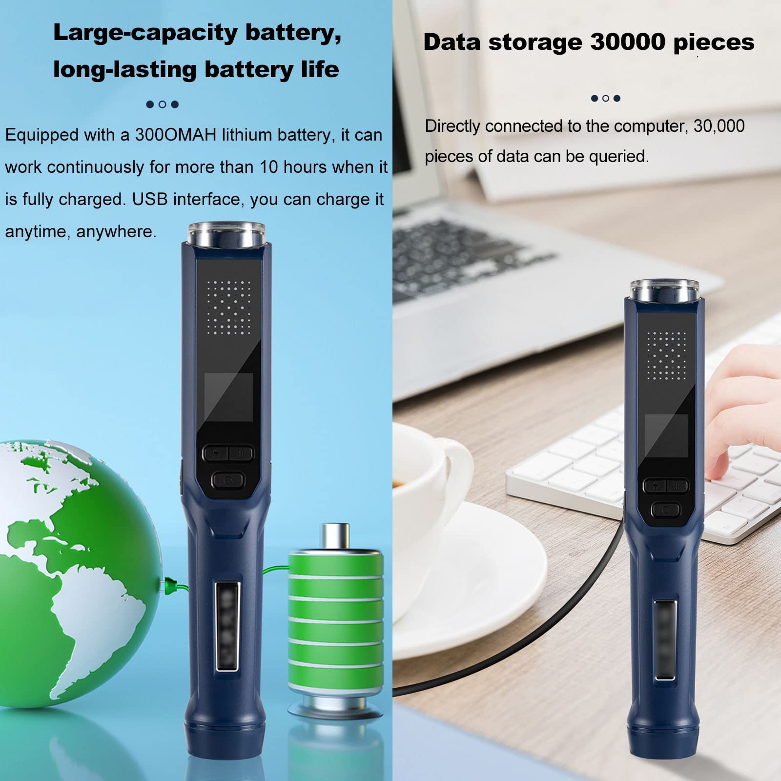 NICHOY Alcootest à bâton Lumineux, testeur d'alcool Portable pour Usage Personnel et Professionnel, alcootests numériques de Police pour Conduite en état d'ébriété(A)