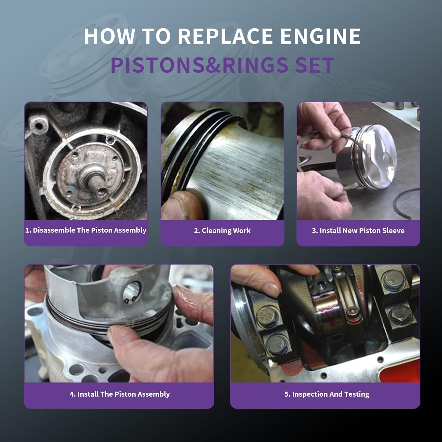 STD 4X Pistons Rings Set Piston Assembly Kit 82.51mm 23mm 06H107065DD Replacement for Audi A3 A4 A5 A6 Q3 Q5 TT VW Beetle CC EOS Golf Jetta Passat TIGUAN EA888 2.0T Engine