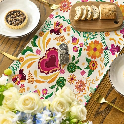 Miniatura 4 de Artoid Mode Fiesta Mexico Dia De Los Muertos Cinco De Mayo - Camino de mesa, cocina mexicana de temporada para decoración de fiesta en el hogar, 13