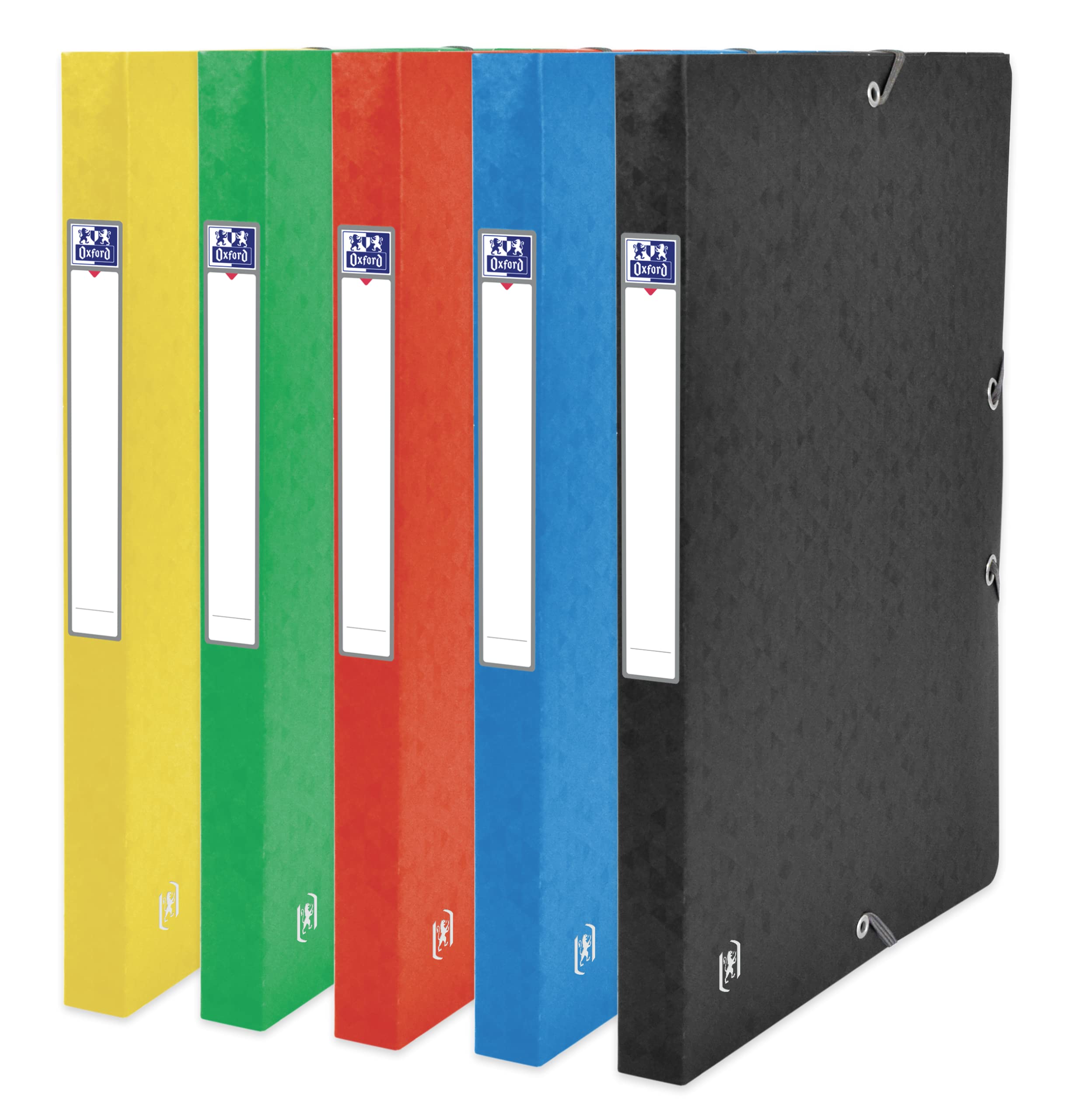 Oxford Scatola da collezione A4, Top File +, in cartone, larghezza dorso 2,5 cm, 5 colori, 12 pezzi