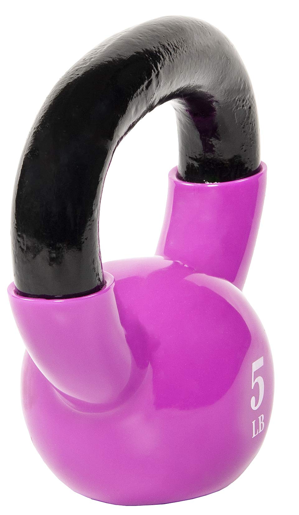 Signature Fitness All-Purpose Color Vinyl Coated Solid Cast Iron Kettlebell Weight, 5lbs