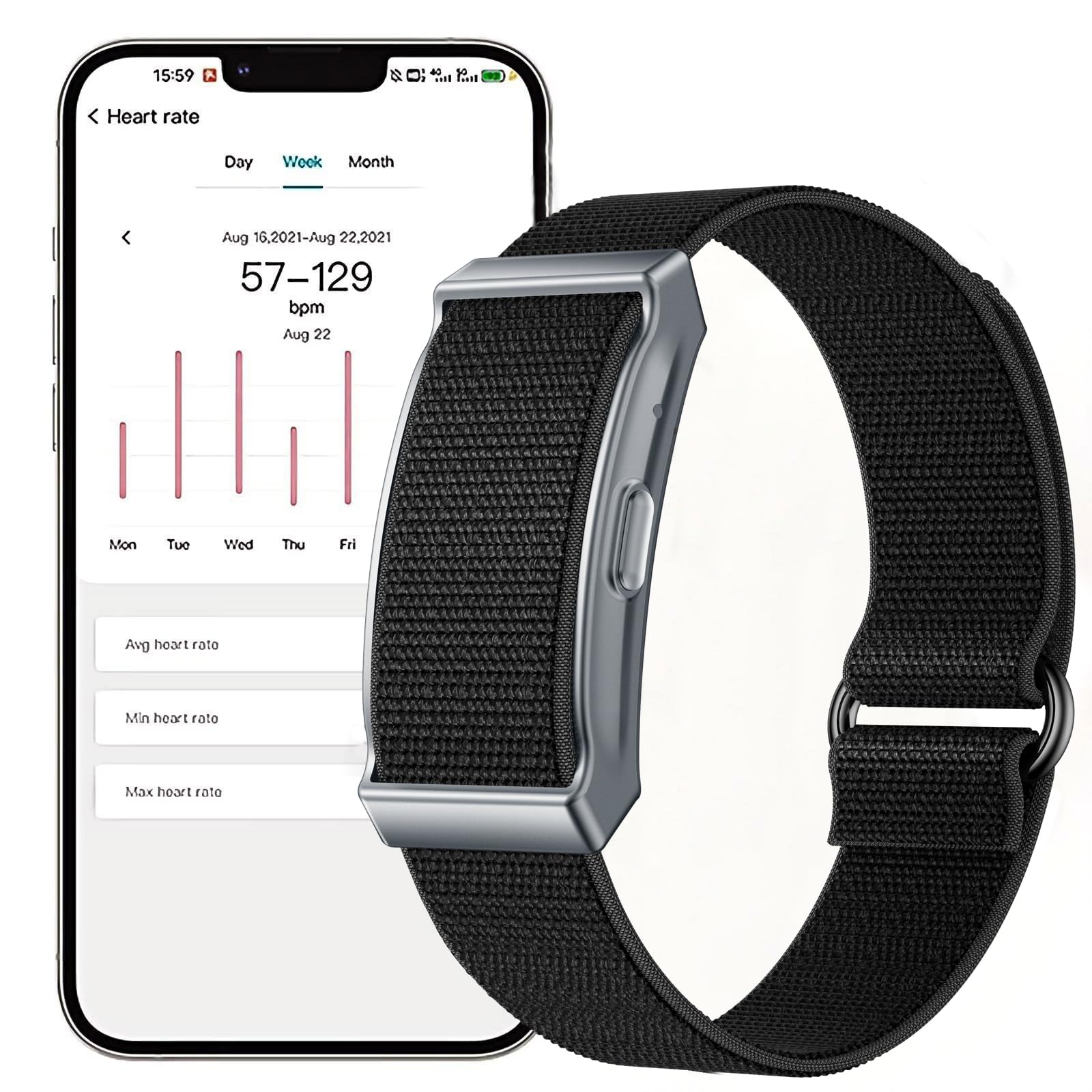 Pulsera de fitness sin pantalla con 2 pulseras, rastreador de actividad, monitor de sueño, podómetro, batería de larga duración, reloj despertador, vibración, reloj de carrera