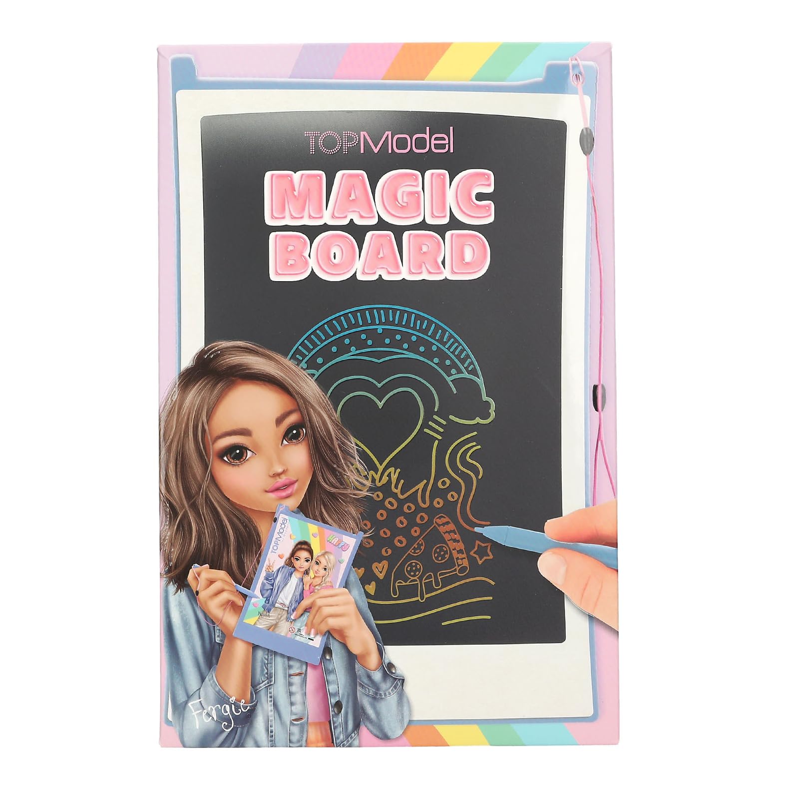 Depesche 13605 TOPModel Magic Board in Light Blue and with Model Motif, 8.5 Inch LCD Board with Drawing Pen and Button for Erasing and Securing