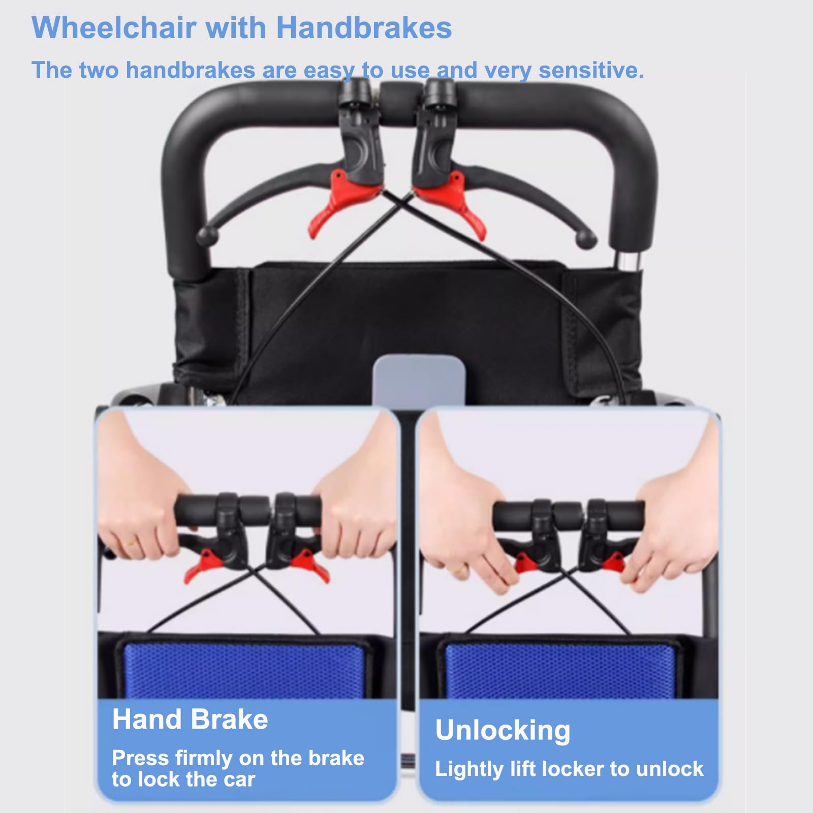 Silla de ruedas de aluminio para viajes, Silla de viaje plegable portátil, Asiento 45 cm, para transporte, traslado, Ligera(12“ wheels,Orange)