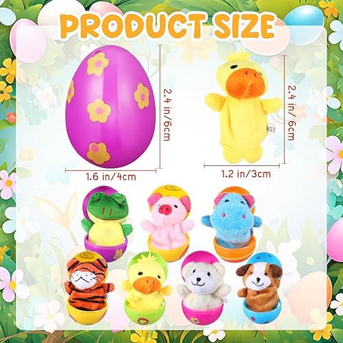 Miniatura 2 de Sumind Paquete de 48 huevos de Pascua con marionetas de dedo, suministros de caza de Pascua con marionetas de animales de dibujos animados, recuerdo