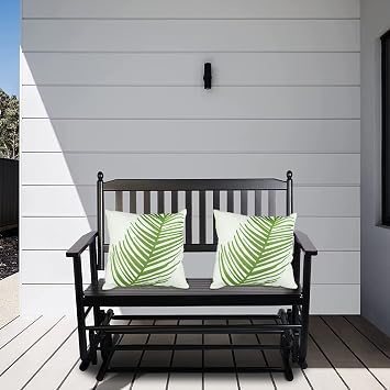 مقعد LUCKYERMORE Patio Glider للخارج، كرسي أرجوحة الشرفة، مقعد هزاز خارجي، سعة 400 رطل، طائرة شراعية خشبية تتسع لشخصين للفناء الخلفي، بجانب حمام السباحة، حديقة، أسود
