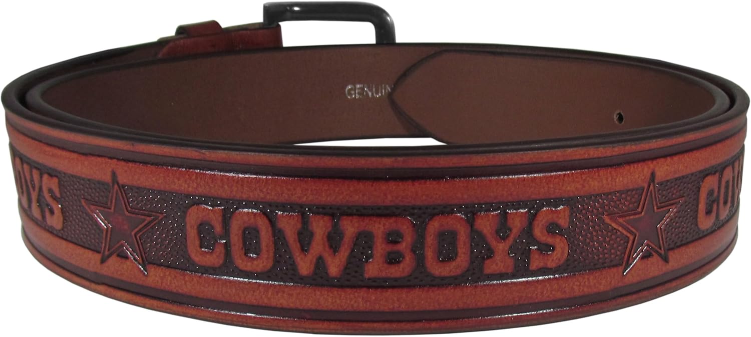 Siskiyou NFL Dallas Cowboys Leather Belt Mens, Adjustable to 44