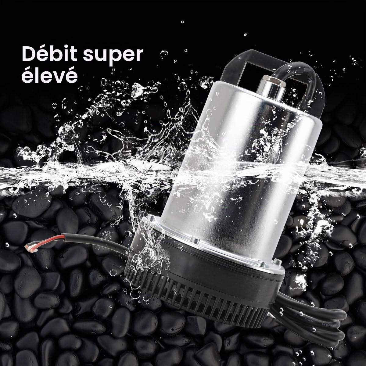 Pompe Submersible,DC 12V Pompe à Eau Submersibles 6000L/H Pompe à Eau