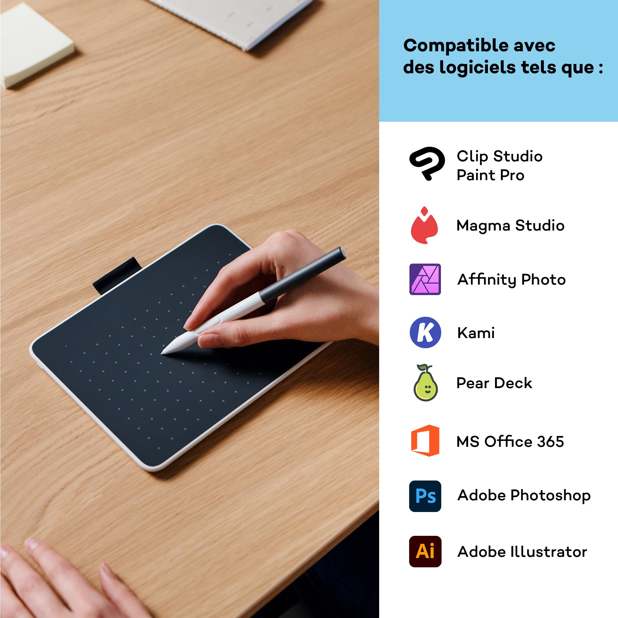 Tablette à Stylet Wacom One S, Stylet à résonance électromagnétique sans Pile ni Batterie Inclus, connectivité Bluetooth, pour Windows, Mac, Chromebook et Android : idéale pour Les Artistes