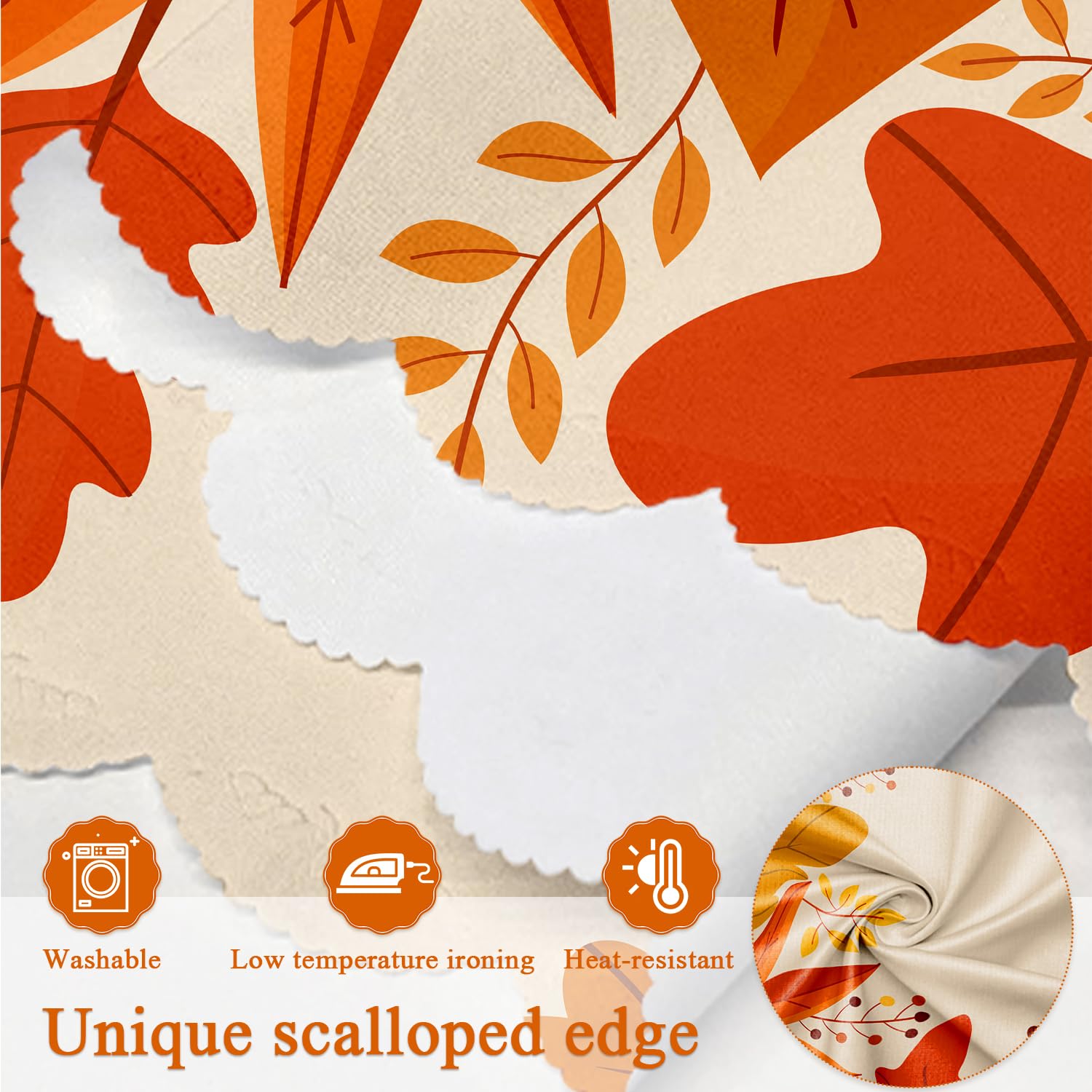 iEvery Wipeable Tablecloth Rectangular, Table Cloth Wipe Clean Maple Leaf Theme - Image 4