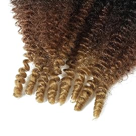 8 Packs Pre-Separated Springy Afro Twist Hair 18 Inch 1B/30/27 Marley Hair Pre-Fluffy Natural Curls are Perfect for Marley Crochet Hair Suitable for Black Women (1B/30/27, 18 Inch (Pack of 8))