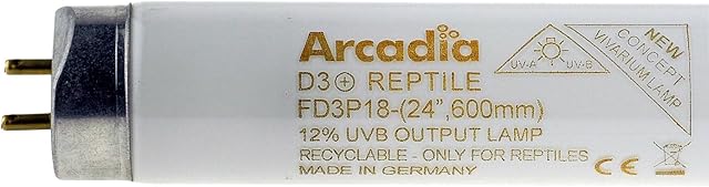 Arcadia FD3P18 D3+ 12-Percent Reptiles Lamp, 18 Watt, 24-inch