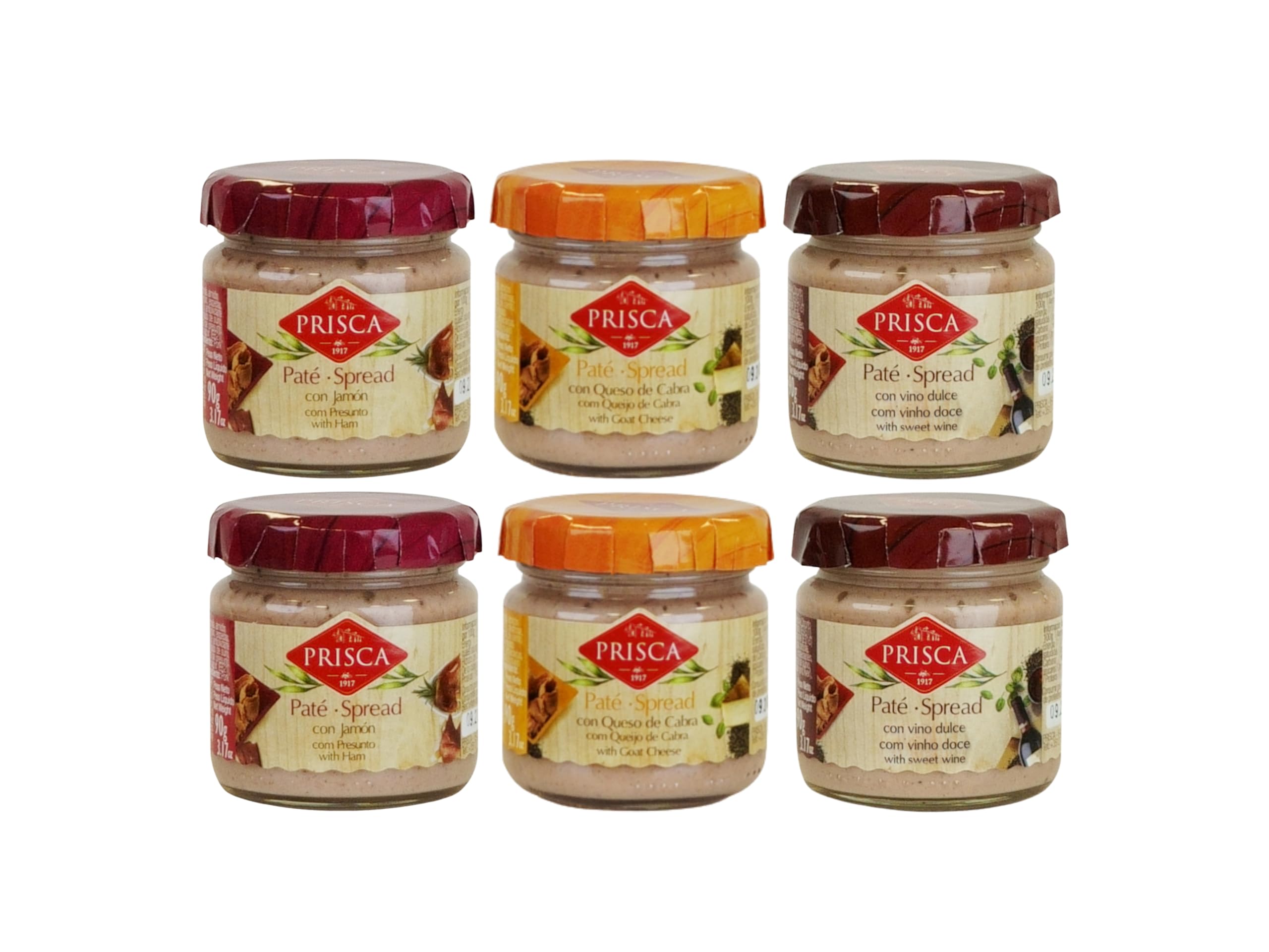 Surtido de Patés 6×90g con Vino de Oporto, Jamón y Queso de Cabra