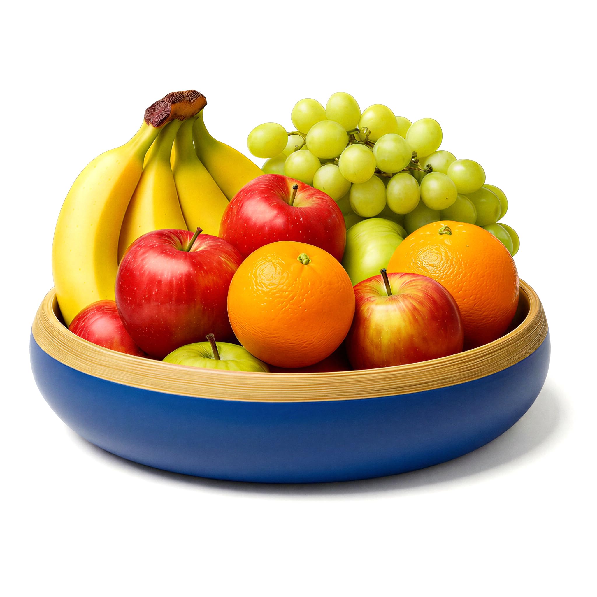 Jungle Culture Grand bol à fruits en bambou • Bols de service à salade en bois respectueux de l'environnement • Élégant bol à fruits ou salade fait à la main en bleu • Panier à pain en bois pour la