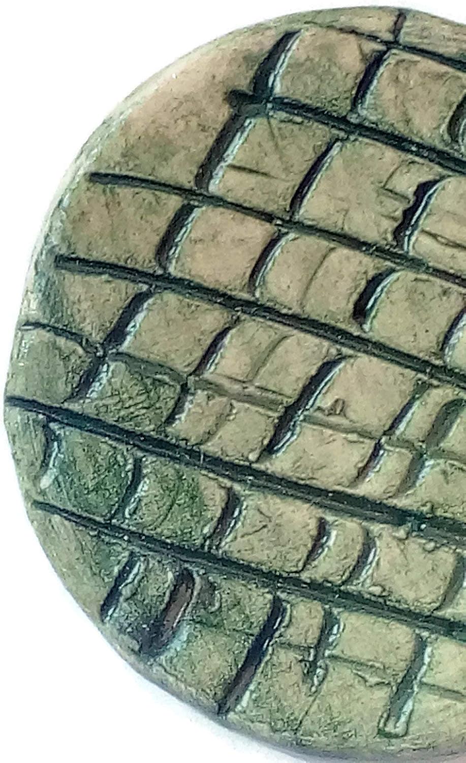 Handmade Round Green Brooch Pin for Women With Texture, Unique Ceramic Jewelry