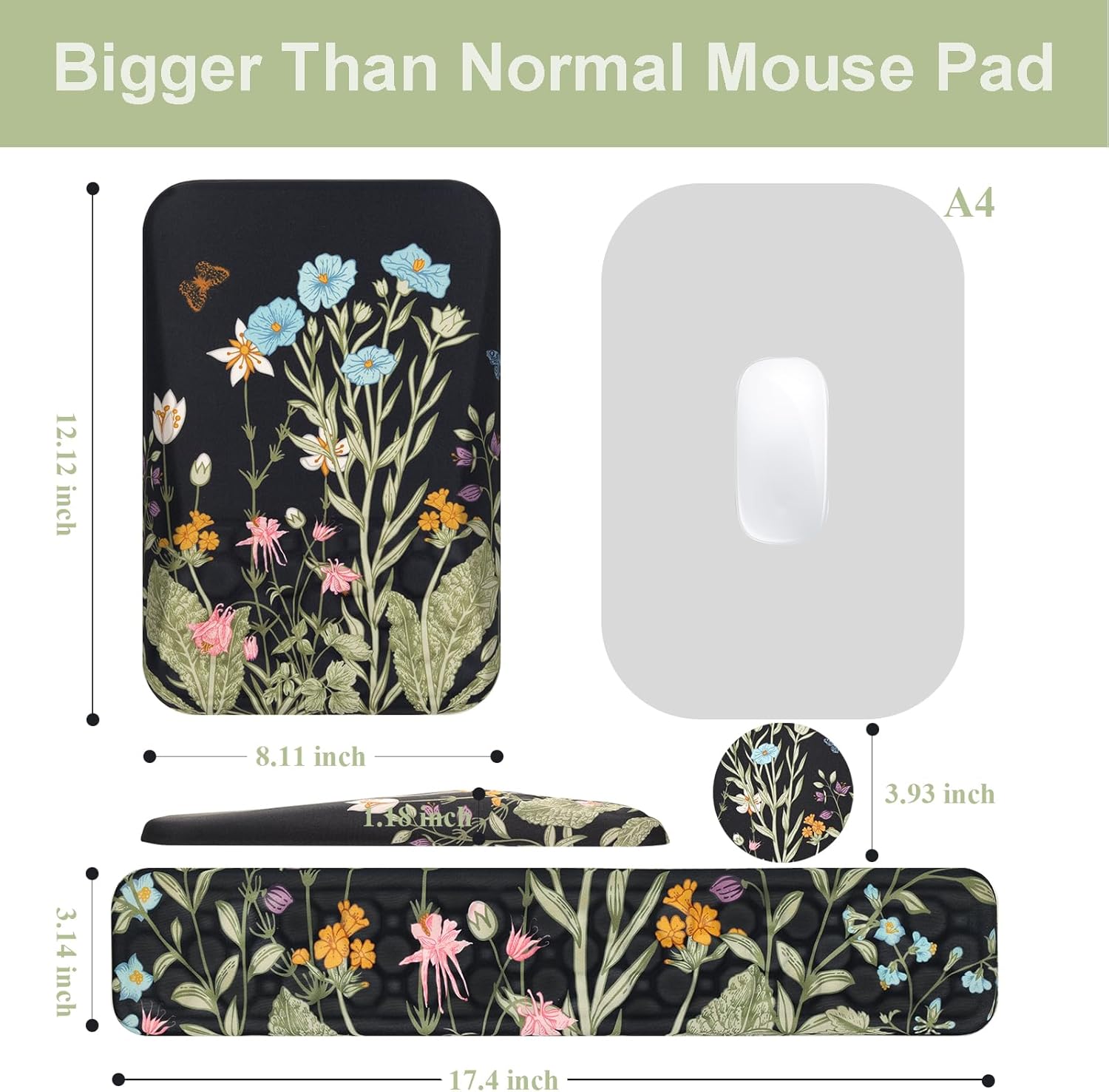 Ospelelf Ergonomic Keyboard Wrist Rest and Large Mousepad with Wrist Rest Support for Computer, Gaming, Flower - Image 6