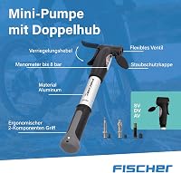 Fischer mini kerékpárpumpa manométerrel, dupla löketes, alumínium - ezüst 6