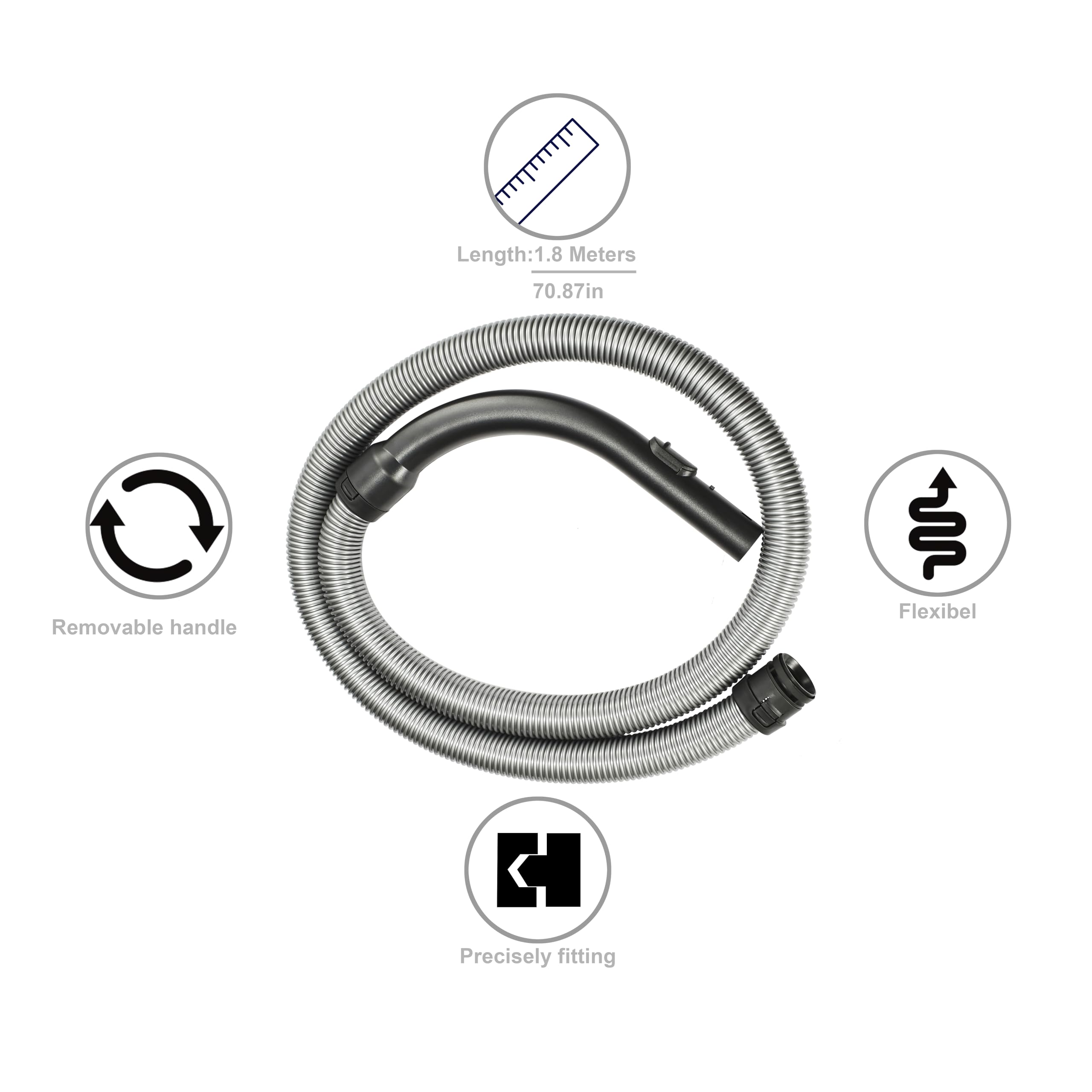 Tuyau d'aspirateur avec poignée ergonomique Compatible avec Miele | les aspirateurs Miele série S2 Complete C1, Compact C1 et Classic C1.