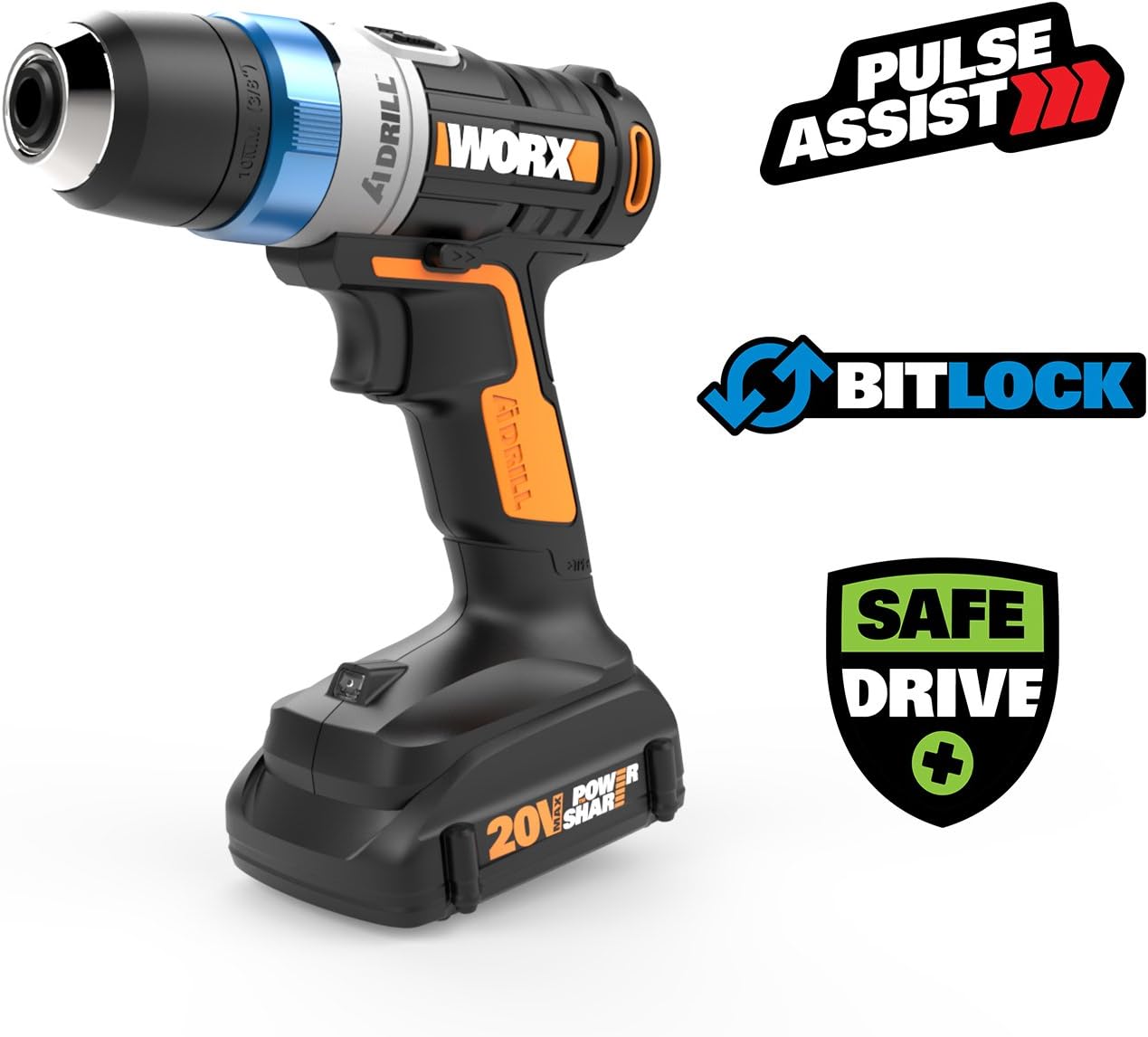 Top Brands WORX Advanced Intelligence (Ai) 20V Cordless Drill with Pulse Assist, Bitlock, & Safedrive Technology – WX178L Buy 1 get 1 🔥 WORX Advanced Intelligence (Ai) 20V Cordless Drill with Pulse Assist, Bitlock, & Safedrive Technology – WX178L