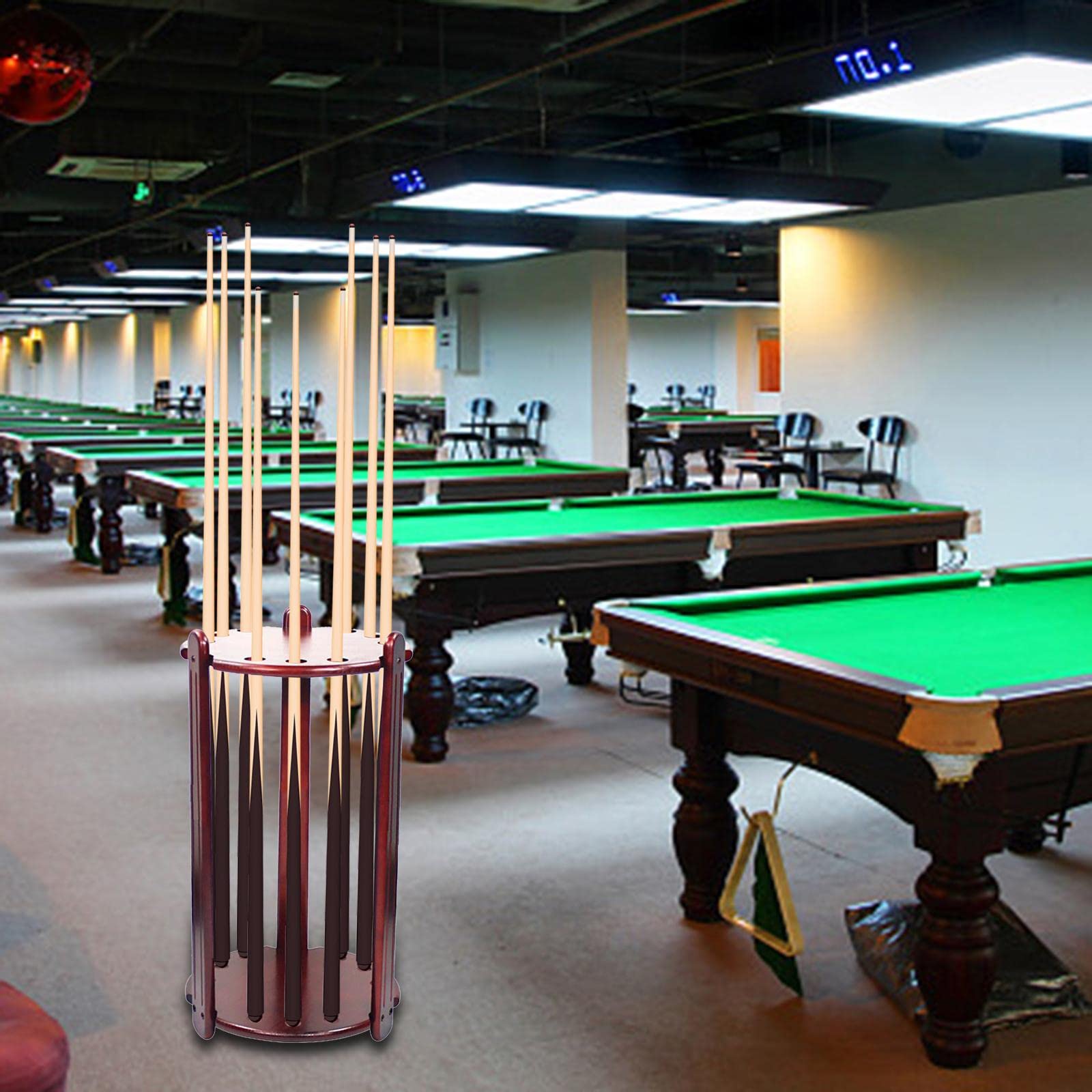 TBLOTYD Solid Wood Billiard Pool Cue Rack Billiards Rod Rack Floor Stand Stable Standing Pool Cue Holder for Training Supplies-Burgundy,