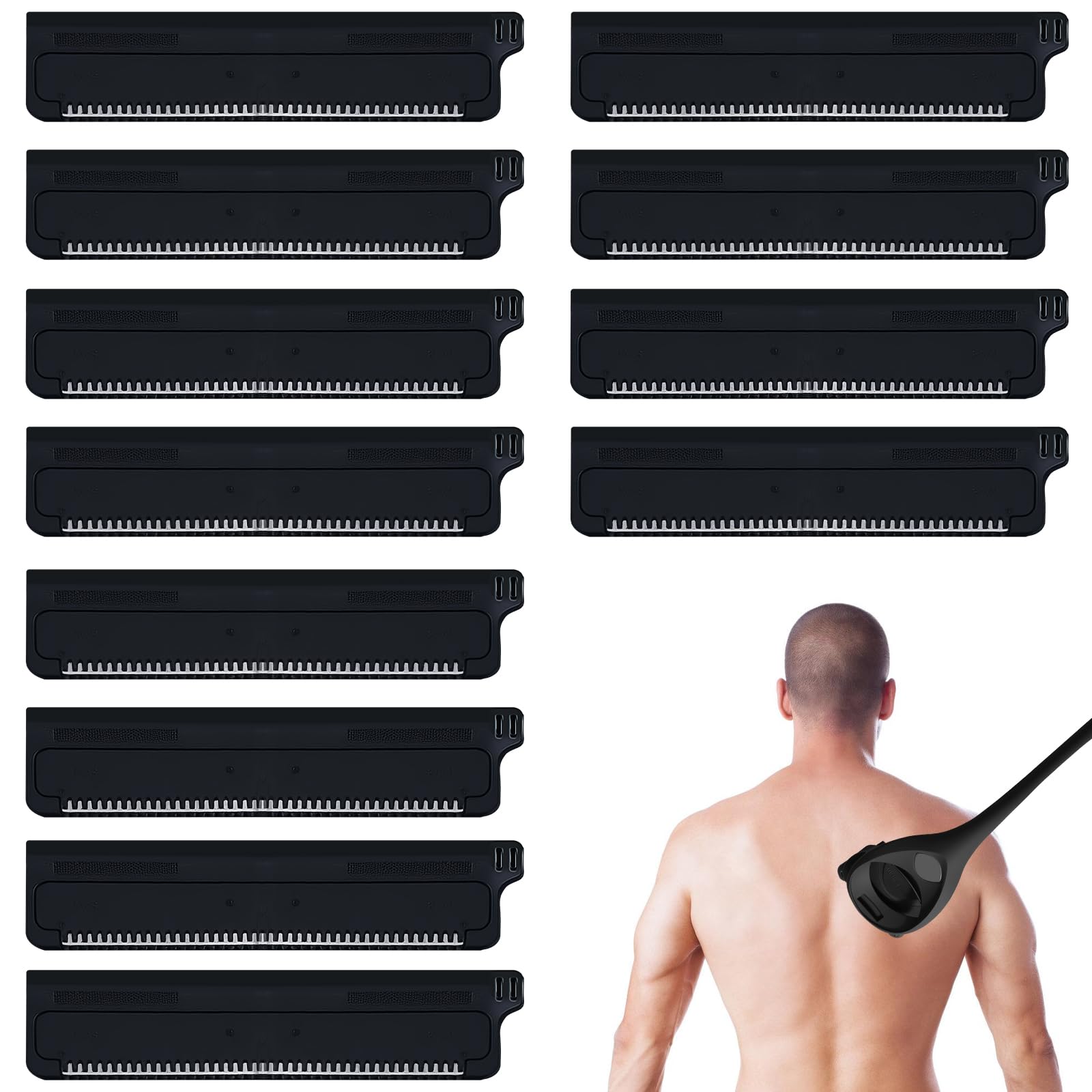 12 Stück Ersatzklingen für 2.0 Elite-Rasierer: Rückenhaar und Körperrasierer Ersatzkartuschen, Rasierer für Nassrasierer Herren, Dryglide-Technologie, für 2.0, 3.0 und 2.0 Elite Plus