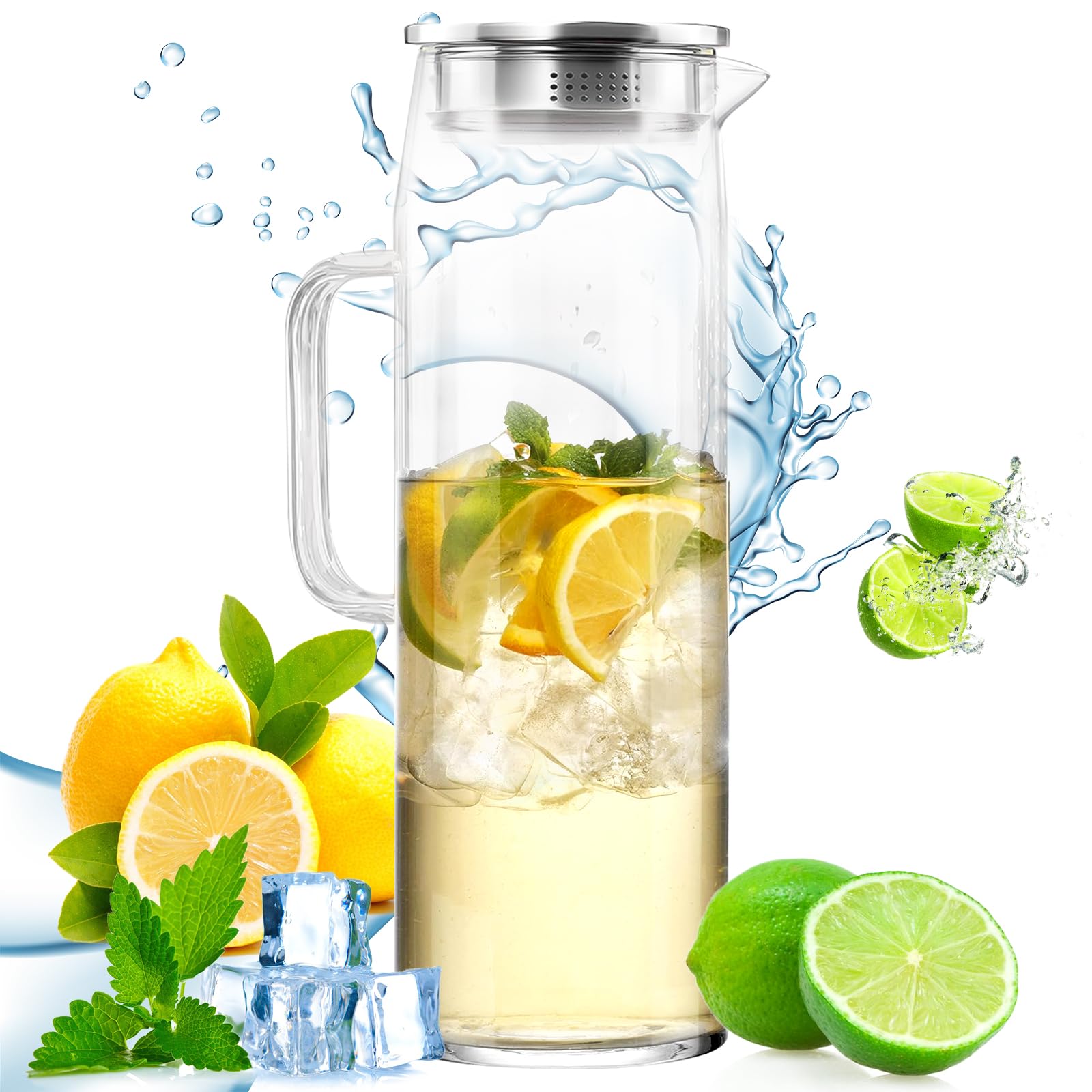 Qintora Carafe en Verre de 1.2 Litre Pichet en Verre, Carafe Eau Qintora Carafe en Verre de 1.2 Litre Pichet en Verre, Carafe Eau