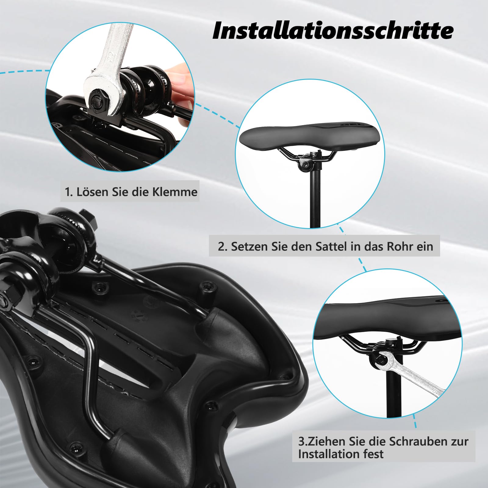 Fahrradsattel Ergonomisch Bequem – Komfort-MTB-Sattel mit Gel, Aussparung für Druckentlastung, schmerzfreies Radfahren, atmungsaktiv – Ideal für Damen & Herren
