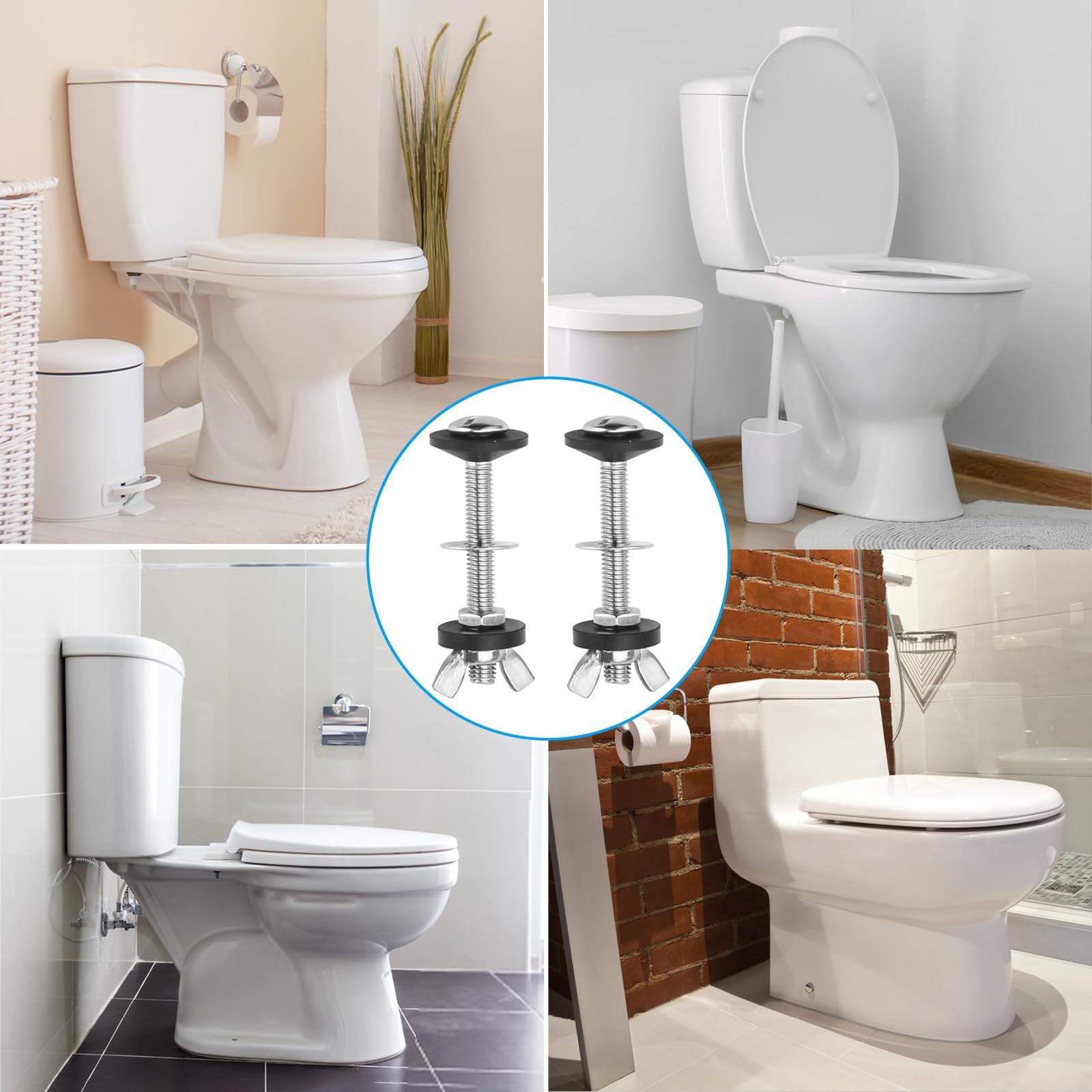 2 Pièces Boulon de Toilette kit Fixation Réservoir WC Boulons de Réservoir de Toilettes à Cuvette Kit de Fixation en Acier Inoxydable