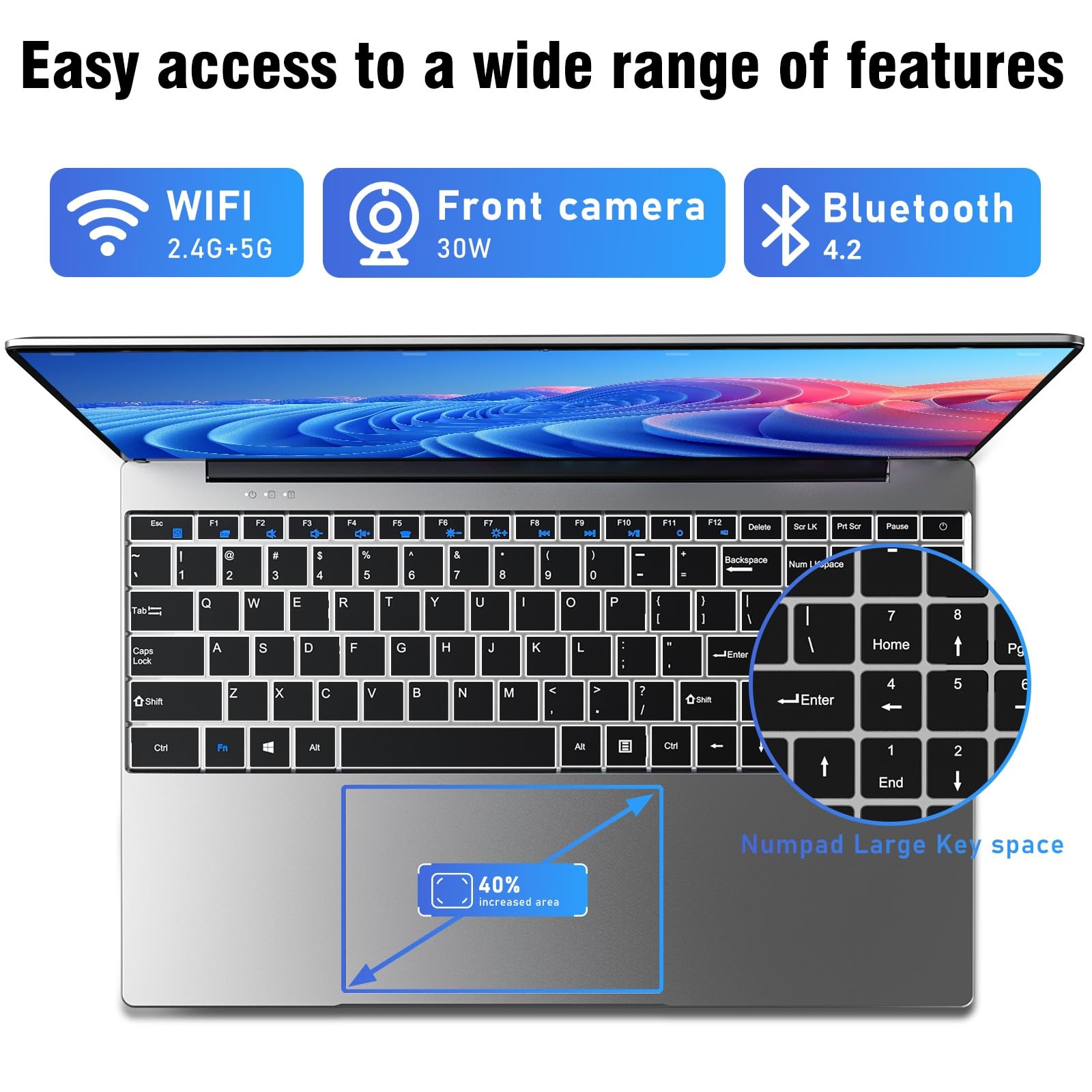 FUNYET Laptop, New Laptop, 2026 15.6 Inch Laptop PC, 16 GB RAM 512 GB SSD, Pentium Gold 4425Y, IPS FHD 1920 * 1080 Notebook, 180° Opening, 5000 mAh, Student, Type-C - 5