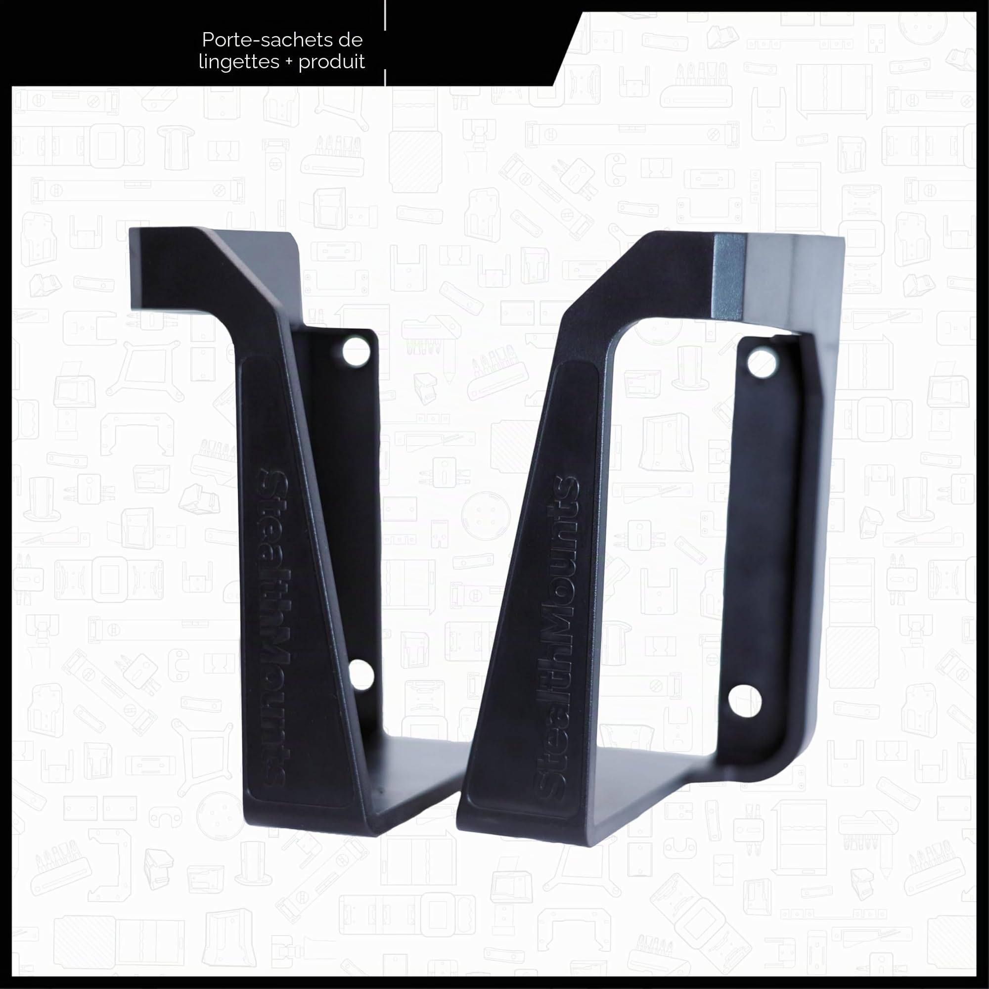 StealthMounts Porte-essuie – Lot de 2 Porte-essuie à monter au mur et étagères de rangement pour atelier, garage et stations de nettoyage – Fabriqué au Royaume-Uni