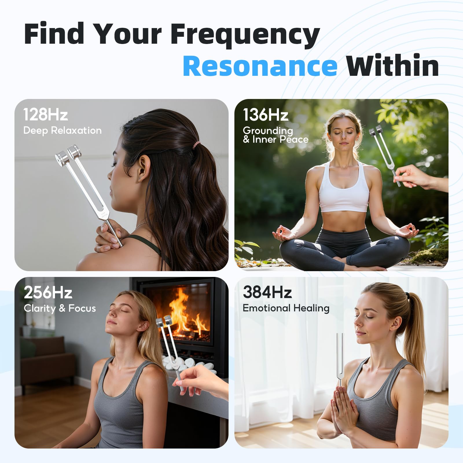 Diapasones Terapeuticos-128 Hz, 256 Hz, 512 Hz diapasones terapia para terapia de sonido, ajuste de chakras, meditación y yoga, regalo perfecto para la curación de mamá o novia para el día de la madre