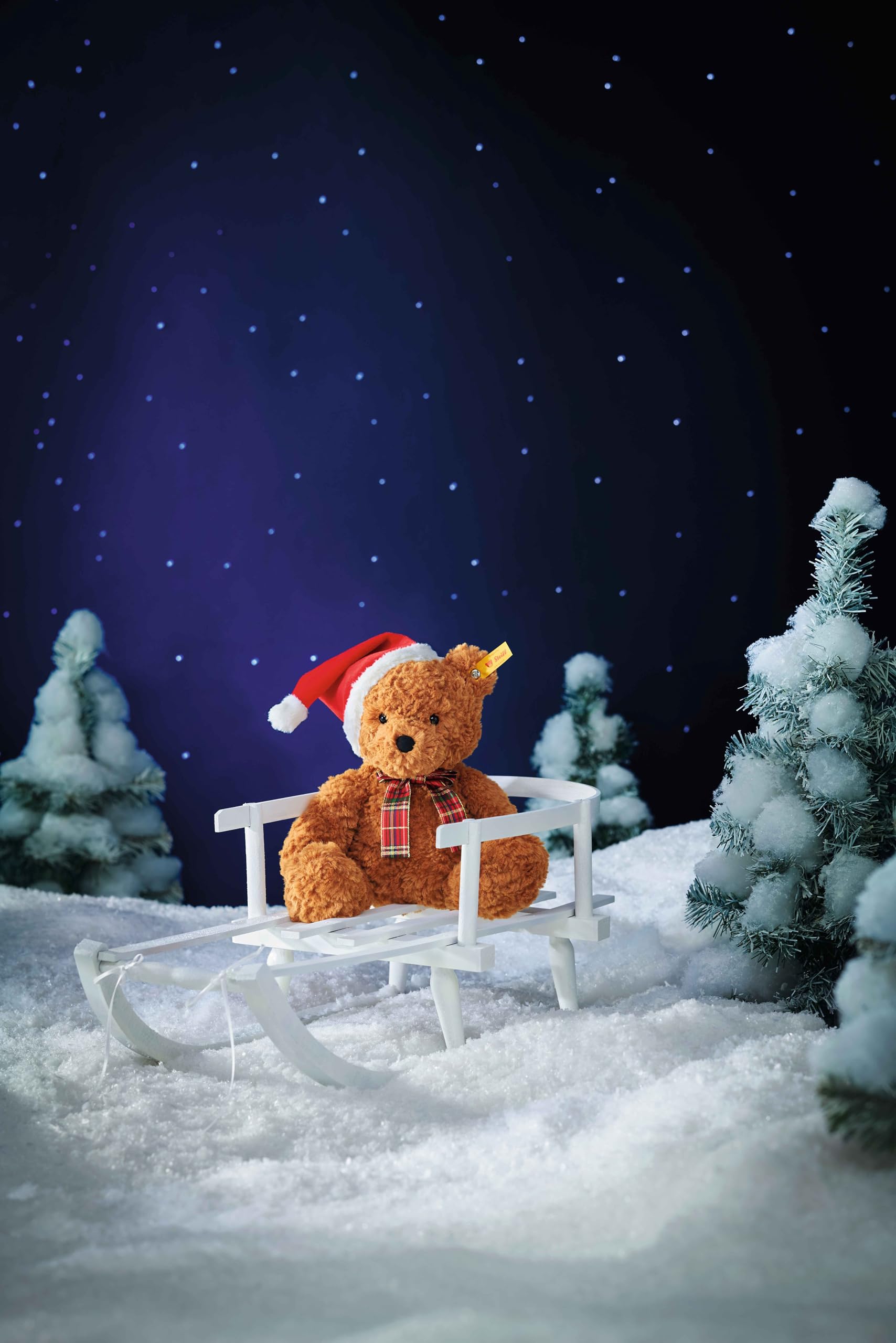 Steiff Orsetto Jimmy Christmas, Tenero Peluche con Occhi di Plastica, Bambini, Ragazzi e Ragazze, Friends, 30 cm, Marrone, 113239