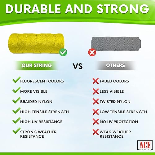 Miniatura 39 de Línea de cuerda rosa fluorescente - Cuerda de nailon trenzado #18 - Longitud de 250 pies - Cordel de nailon para herramientas de jardinería o rosa