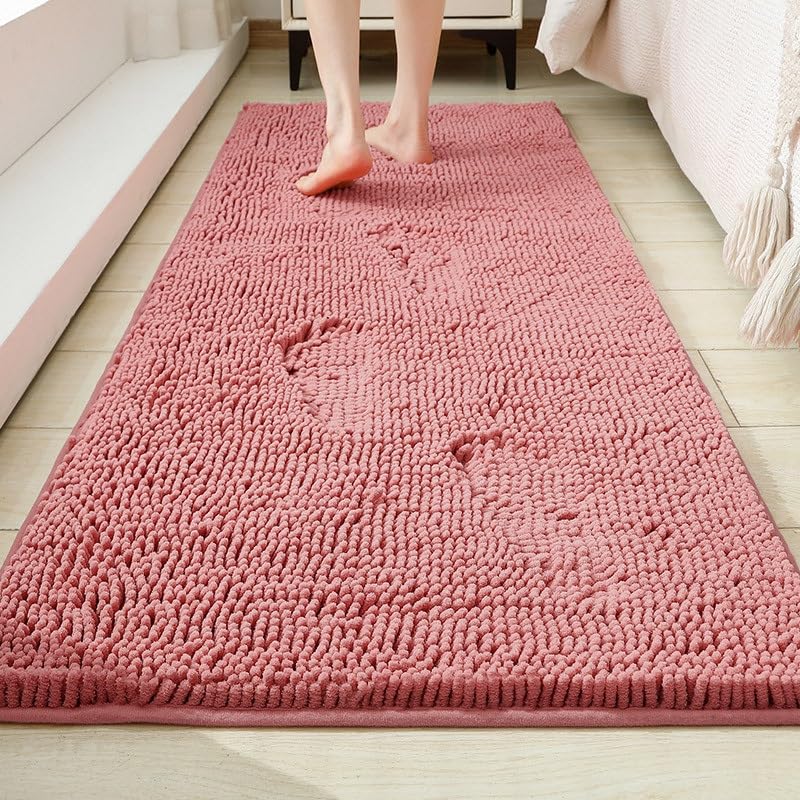 Tapis de bain chenille extra doux, antidérapant, séchage rapide, lavable en machine, très absorbant, pour grandes salles de bains, parfait pour un usage domestique et confortable - 60 x 120 cm