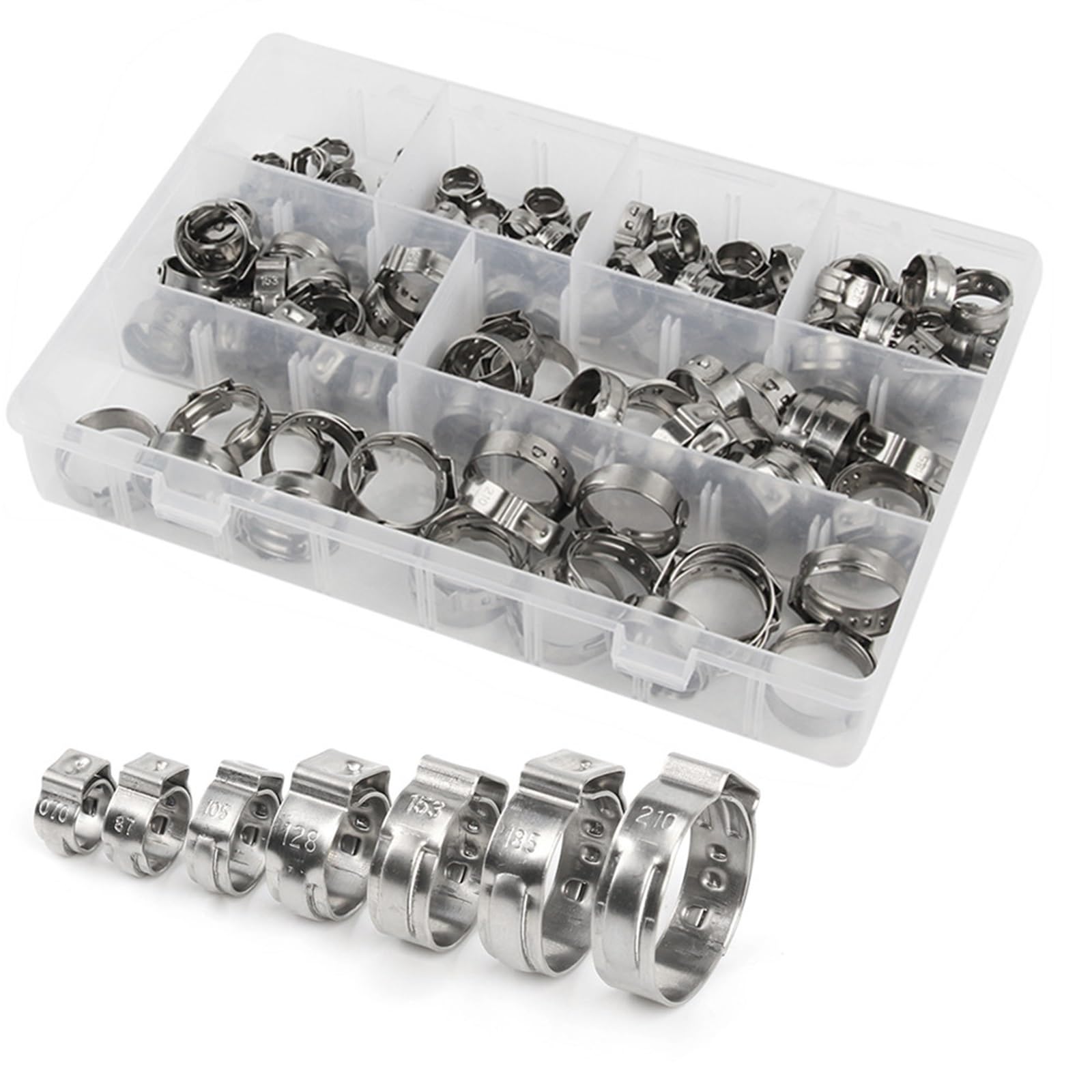 Abrazaderas de manguera T-Bolt, clips de acero inoxidable Jubilee, 140 piezas de acero inoxidable abrazadera sin escalonamiento de tornillo sin fin de accionamiento de gusano para manguera de agua y