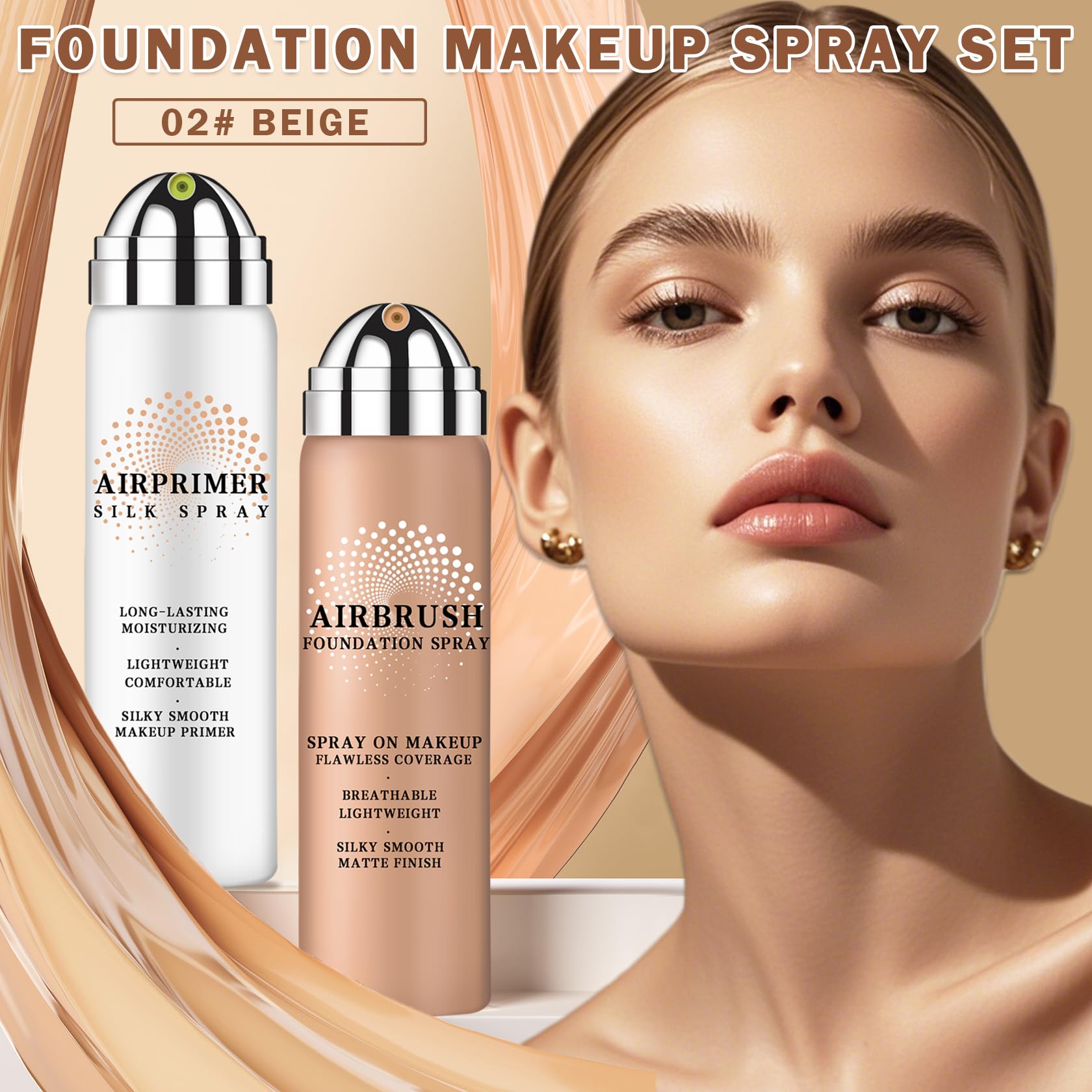 Magic Minerals - Base de maquillaje para aerógrafo e imprimación para rostro, base de cobertura completa para piel madura, maquillaje hidratante con aerógrafo (02 beige) 2