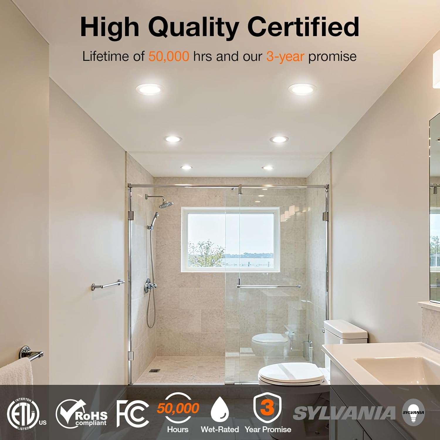 Sylvania 6" Slim Microdisk Downlight, 12W, 5 CCT Select (2700K - 5000K) Recessed Lighting, 1000 LMS, 90 CRI, Dimmable, Wet-Rated, White - 6 Pack (61190) - Image 2