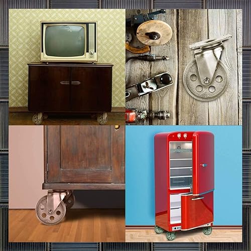 Miniatura 5 de 4 ruedas giratorias de acero con placa giratoria de acero de alta resistencia gris (4" ruedas giratorias de metal gris - sin freno)