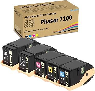 Phaser 7100 Toner Cartridge Black Cyan Magenta Yellow Replacement for Xerox Phaser 7100 7100N 7100DN Printer 106R02605 106R02599 106R02600 106R02601