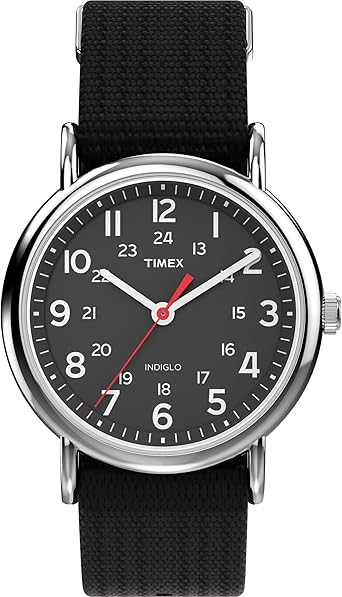 Timex Weekender 38mm Unisex Analog Watch | INDIGLO Backlight | Adjustable Durable Nylon Fabric Slip Through Strap | 24 Hour Time