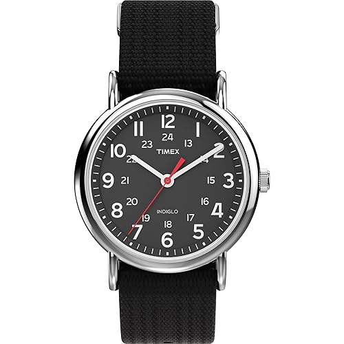 Timex Weekender 38mm Unisex Analog Watch | INDIGLO Backlight | Adjustable Durable Nylon Fabric Slip Through Strap | 24 Hour Time