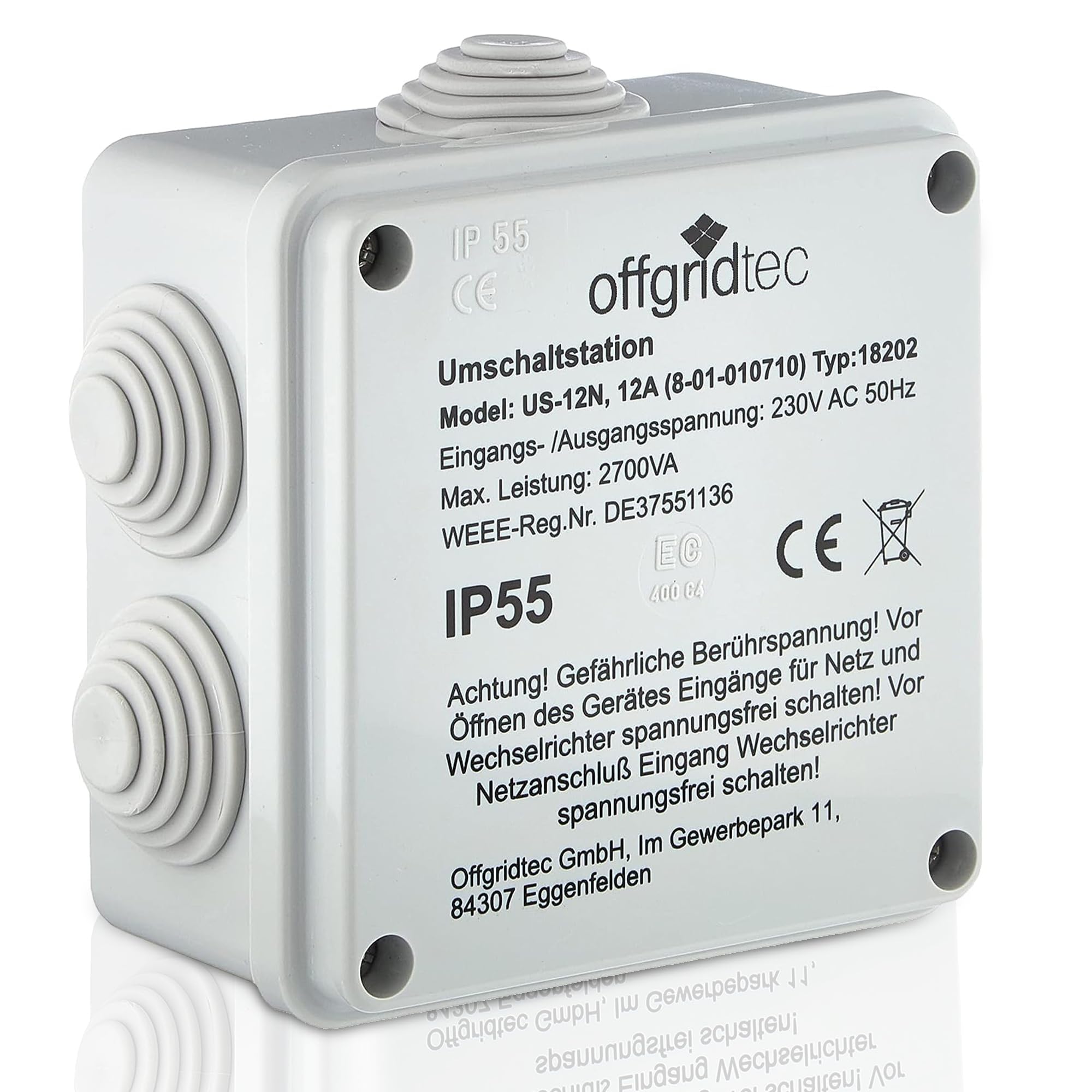 Offgridtec Umschaltstation für Netzvorrangschaltung USV Betrieb US230/12 12A 2700W 230VAC