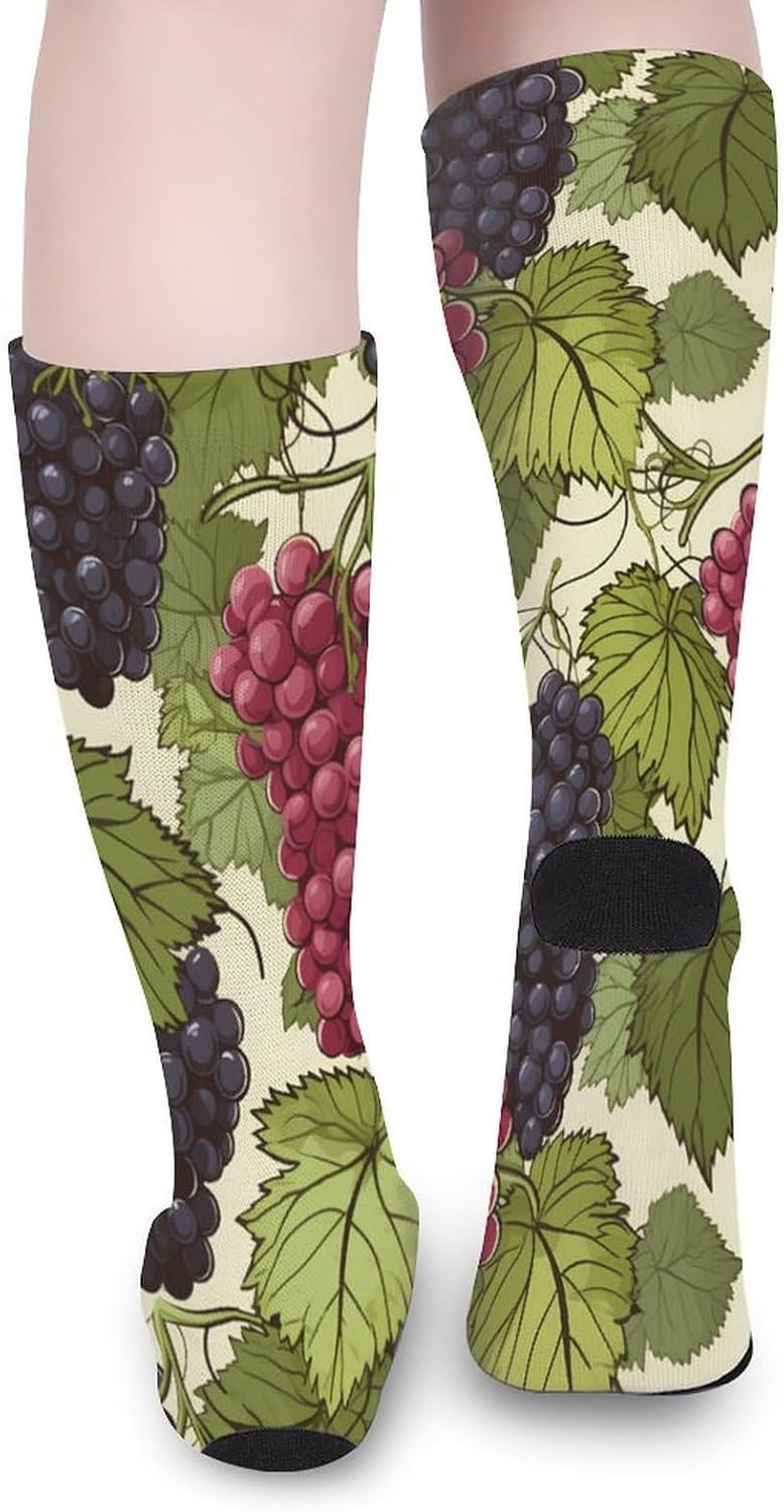 Food Grapes Knee High Socks Athletic Long Stockings Sport Casual Crew Tube Sock Boot
