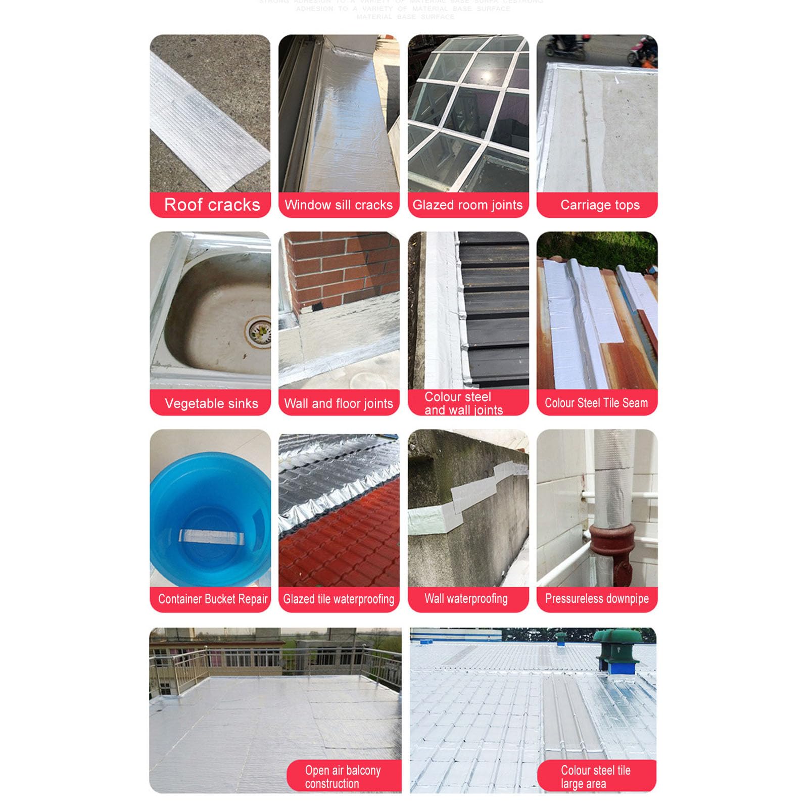 Cinta de butilo de aluminio, cinta de sellado impermeable y resistente a la intemperie, cinta de butilo de aluminio para barcos, tuberías, techos, vidrios y edificios de oficinas,