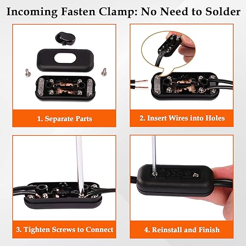 Miniatura 6 de Interruptor de cable en línea AC 250 V 6 A encendidoapagado de la lámpara de control del aparato interruptor basculante para electrodomésticos o