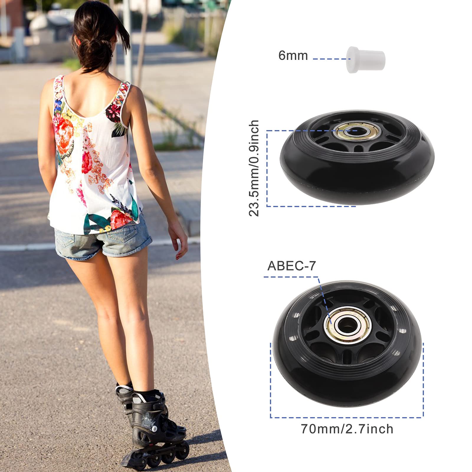 ECSiNG 8 Piezas Patinaje 70mm 82A Rodamiento ABEC-7 608ZZ para Niños Niñas Interiores Exteriores