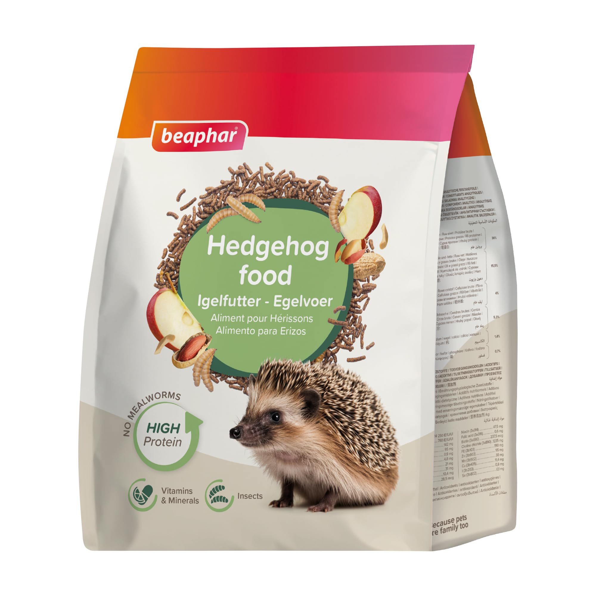 Beaphar – Complete Food for Hedgehogs 1kg – High protein formula with added vitamins and minerals – Contains fruit, nuts and eco-friendly natural insect protein (dried black soldier fly larvae)